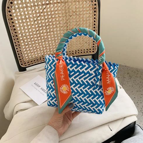 'Sonnet' Woven Ribbon Handbag - Celes Fashion